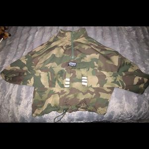 Womens Adidas cropped half zip pullover